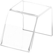Plymor Clear Acrylic Sign-Holder Display Riser, 1.25" H x 1.25" W x 1.75" D (1" x 1.25" sign)