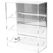 Plymor Clear Acrylic Locking Display Case With 3 Angled Shelves (Mirrored), 12.75" H x 10.25" W x 5"D