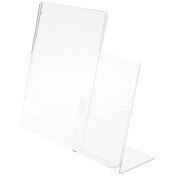 Plymor Clear Acrylic Slanted-Back Countertop Sign Holder with Tri-Fold Brochure Pocket on Right, 11" H x 13" W x 5" D