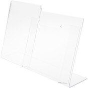 Plymor Clear Acrylic Slanted-Back Countertop Sign Holder with Pocket for 8.5" x 11" Sheets, 11" H x 18.375" W x 5.75" D