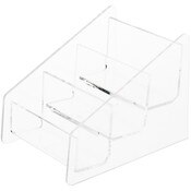 Plymor Clear Acrylic 3-Pocket Business Card Holder & Display (Horizontal), 4" H x 4" W x 5.25" D