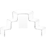 Plymor Clear Acrylic 3-Step, 2-Sided Stair Display Riser 6.5" H x 14" W x 8" D
