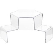 Plymor Clear Acrylic 2-Step, 2-Sided Stair Display Riser 6.5" H x 14" W x 10" D