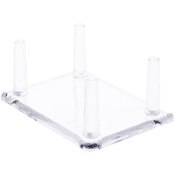 Plymor Clear Acrylic Rectangular Base with 4 Display Prongs for Geode, Mineral or Crystal Cluster, 1.5" H x 3.375" W x 2.5" D