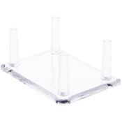 Plymor Clear Acrylic Rectangular Base with 4 Display Prongs for Geode, Mineral or Crystal Cluster, 1.5" H x 3.375" W x 2.5" D