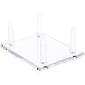 Plymor Clear Acrylic Rectangular Base with 4 Display Prongs for Geode, Mineral or Crystal Cluster, 1.75" H x 4.25" W x 3.5" D