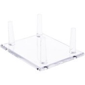 Plymor Clear Acrylic Rectangular Base with 4 Display Prongs for Geode, Mineral or Crystal Cluster, 1.75" H x 4.25" W x 3.5" D