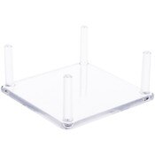 Plymor Clear Acrylic Square Base with 4 Display Prongs for Geode, Mineral or Crystal Cluster, 1.625" H x 4" W x 4" D