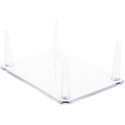 Plymor Clear Acrylic Rectangular Base with 4 Display Prongs for Geode, Mineral or Crystal Cluster, 2.25" H x 6.25" W x 4.5" D