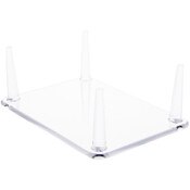 Plymor Clear Acrylic Rectangular Base with 4 Display Prongs for Geode, Mineral or Crystal Cluster, 2.25" H x 6.25" W x 4.5" D