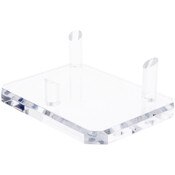Plymor Clear Acrylic Beveled Rectangular Base with 3 Display Prongs for Geode, Mineral or Crystal Cluster, 2.75" H x 8" W x 6" D