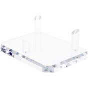Plymor Clear Acrylic Beveled Rectangular Base with 3 Display Prongs for Geode, Mineral or Crystal Cluster, 2.75" H x 8" W x 6" D