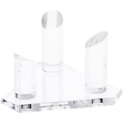 Plymor Clear Acrylic Beveled Triangular Display Base with 3 Display Prongs for Geode, Mineral or Crystal Cluster, 3.75" W x 3.25" D x 2" H