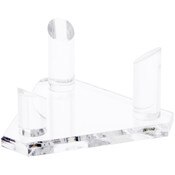 Plymor Clear Acrylic Beveled Triangular Display Base with 3 Display Prongs for Geode, Mineral or Crystal Cluster, 5" W x 4.25" D x 2.25" H