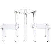 Plymor Clear Acrylic Beveled 3-Shelf Display Riser, 10" H x 19.25" W x 7.25" D