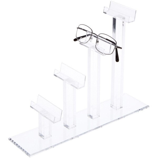 Plymor Clear Acrylic 4 Frame Display Risers for Eyeglasses, 8