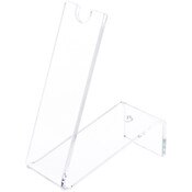 Plymor Clear Acrylic 1 Pen Display Holder (Angled-Front for Label), 4.25" H x 1.5" W x 3.625" D