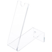 Plymor Clear Acrylic 1 Pen Display Holder (Angled-Front for Label), 4.25" H x 1.5" W x 3.625" D