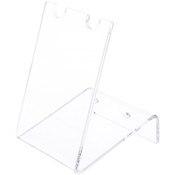 Plymor Clear Acrylic 2 Pen Display Holder (Angled-Front for Label), 4.25" H x 3" W x 3.25" D