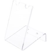 Plymor Clear Acrylic 2 Pen Display Holder (Angled-Front for Label), 4.25" H x 3" W x 3.25" D