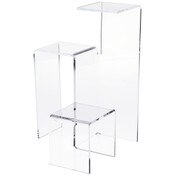 Plymor Clear Acrylic 3-Level Stair-Stepped Display Riser, 12.125" H x 8.25" W x 8.25" D