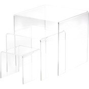 Plymor Clear Acrylic Square Display Risers, 4", 6", 8" Assortment Pack, Set of 3 (Medium) (1/8" thick)