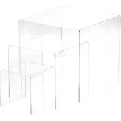 Plymor Clear Acrylic Square Display Risers, 4", 6", 8" Assortment Pack, Set of 3 (Medium) (1/8" thick)