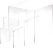 Plymor Clear Acrylic Square Display Risers, Nesting Assortment Pack, Set of 3 (Medium)