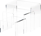 Plymor Clear Acrylic Rectangular Display Risers, 6" Deep Nesting Assortment, Set of 3