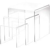 Plymor Clear Acrylic Square Display Risers, 6", 8", 10" Assortment Pack, Set of 3 (Large) (1/4" thick)