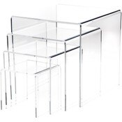 Plymor Clear Acrylic Square Display Risers, 6", 8", 10", 12" Assortment Pack, Set of 4 (Large) (1/4" thick)