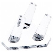 Plymor Clear Acrylic Ring Finger Display, Triple on Triangle Base, 3.5" W x 3.25" D x 1.75" H