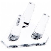 Plymor Clear Acrylic Ring Finger Display, Triple on Triangle Base, 3.5" W x 3.25" D x 1.75" H