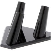 Plymor Black Acrylic Ring Finger Display, Triple on Triangle Base, 3.5" W x 3.25" D x 1.75" H