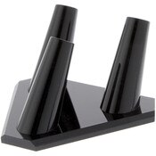 Plymor Black Acrylic Ring Finger Display, Triple on Triangle Base, 3.5" W x 3.25" D x 1.75" H