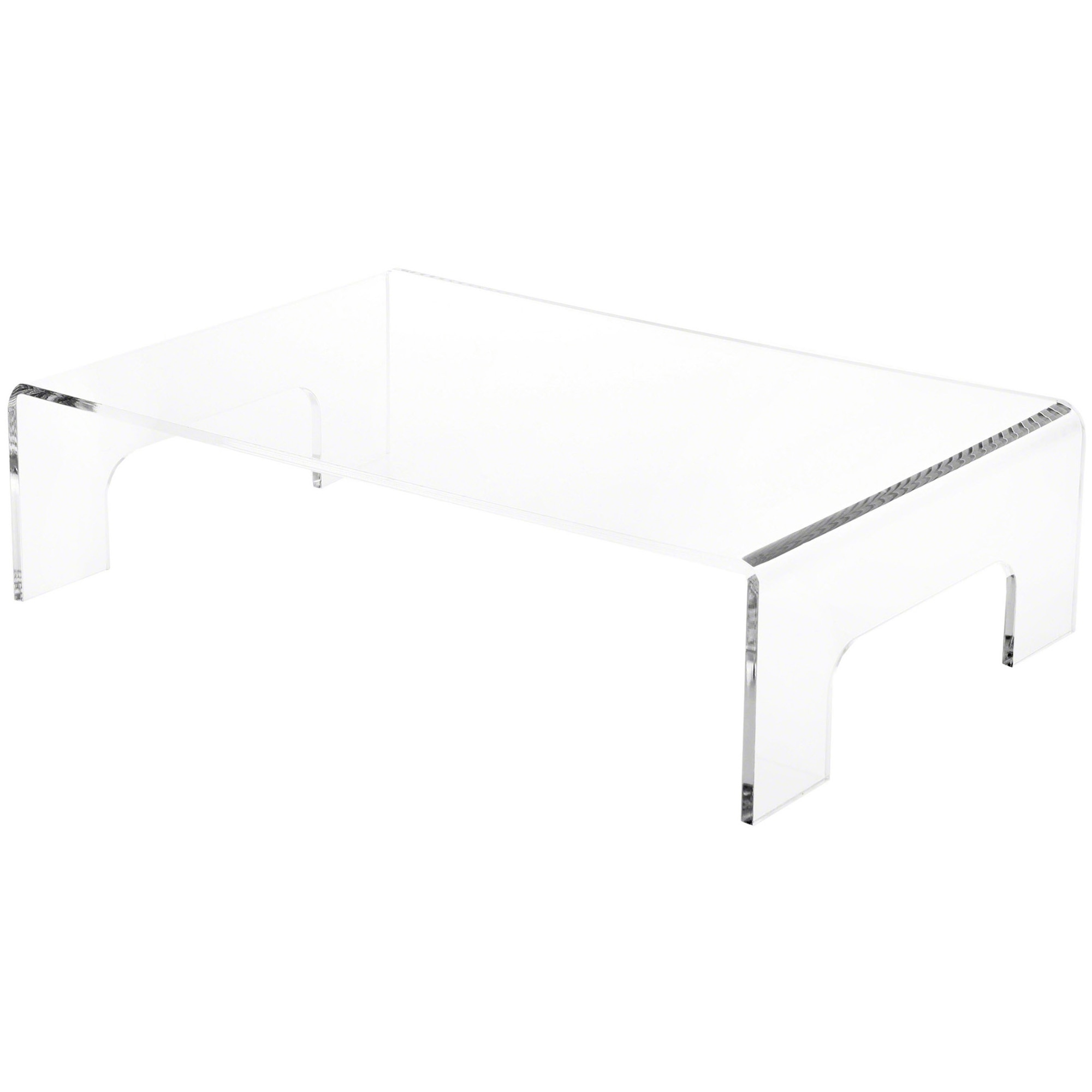 Plymor Clear Acrylic Display Riser with Tray Handles, 4" H x 15" W x 10" D (3/16" thick)