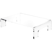 Plymor Clear Acrylic Display Riser with Tray Handles, 4" H x 18" W x 12" D (3/8" thick)
