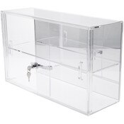 Plymor Clear Acrylic Locking Display Case with Sliding Back, 1 Shelf (Mirrored), 13" H x 21" W x 7.5" D
