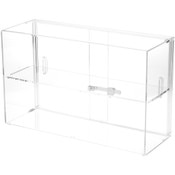 Plymor Clear Acrylic Locking Display Case with Sliding Back, 1 Shelf, 13" H x 21" W x 7.5" D