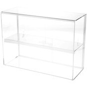 Plymor Clear Acrylic Locking Display Case with Sliding Back, 1 Shelf, 16" H x 22" W x 8.5" D