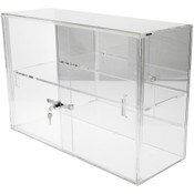 Plymor Clear Acrylic Locking Display Case with Sliding Back, 1 Shelf (Mirrored), 18" H x 26" W x 10" D