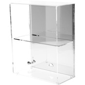 Plymor Clear Acrylic Locking Display Case with Sliding Back, 1 Shelf (Mirrored), 12.75" H x 10.25" W x 5" D