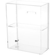 Plymor Clear Acrylic Locking Display Case with Sliding Back, 1 Shelf, 12.75" H x 10.25" W x 5" D