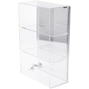 Plymor Clear Acrylic Locking Display Case with Sliding Back, 2 Shelves (Mirrored), 15.75" H x 10.25" W x 5" D