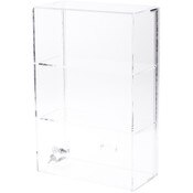 Plymor Clear Acrylic Locking Display Case with Sliding Back, 2 Shelves, 15.75" H x 10.25" W x 5" D