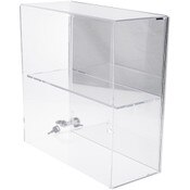 Plymor Clear Acrylic Locking Display Case with Sliding Back, 1 Shelf (Mirrored), 16.5" H x 16.25" W x 7" D
