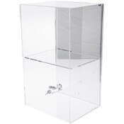 Plymor Clear Acrylic Locking Display Case with Sliding Back, 1 Shelf (Mirrored), 20.75" H x 12.25" W x 10" D