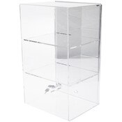 Plymor Clear Acrylic Locking Display Case with Sliding Back, 2 Shelves (Mirrored), 20.75" H x 12.25" W x 10" D