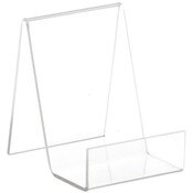 Plymor Clear Acrylic Flat Back Display Easel With 1.5" Box Ledge, 4" H x 3" W x 4" D