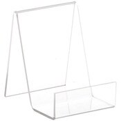 Plymor Clear Acrylic Flat Back Display Easel With 1.5" Box Ledge, 4" H x 3" W x 4" D